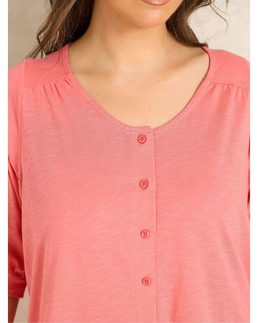 Evans Pink Slub Button Through Top