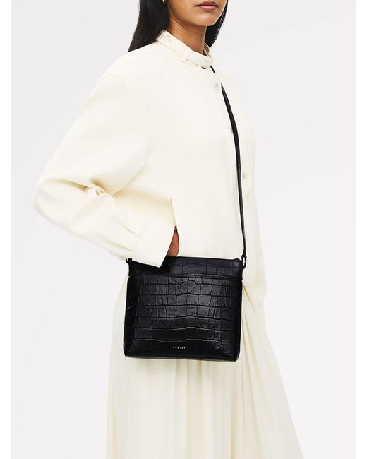 Radley Black Pockets Faux Croc Small Cross-Body Bag