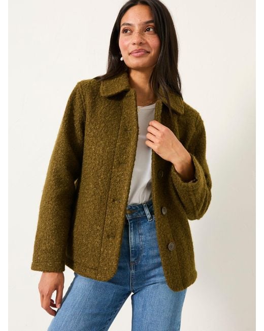 FatFace Green Fatface Mae Boucle Jacket