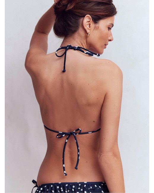 Boden Blue Ruffle Bikini Top