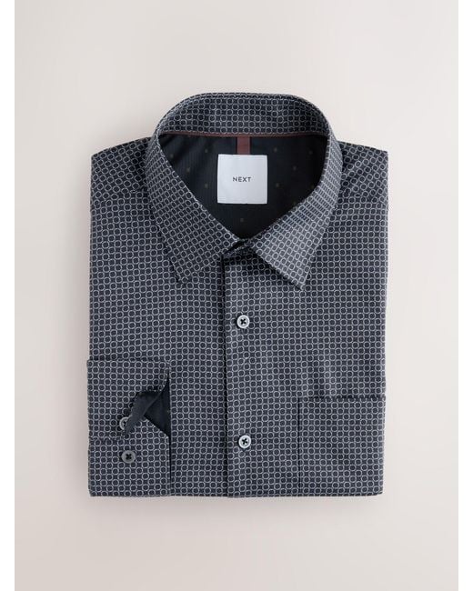 Next Blue Regular Fit Long Sleeve Print Shirt for men