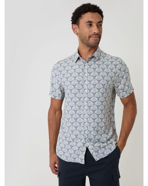 Threadbare Gray Linear Leaf Print Short Sleeve Shirt for men