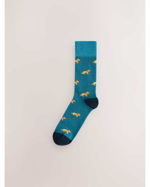 Next Blue Pattern Socks 8 Pack for men