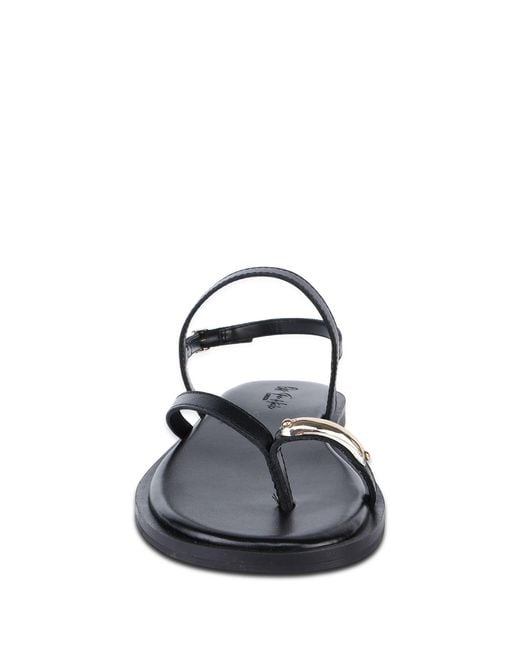 OFF THE HOOK White Tia Leather Toe Loop Backstrap Flat Sandals