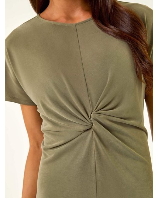 Roman Green Petite Twist Front Midi Dress