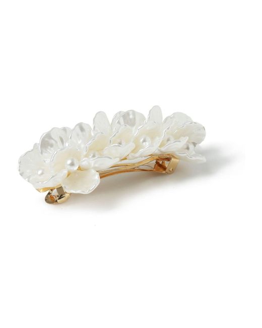 Aela White Flower Pearl Hair Barrette Clip