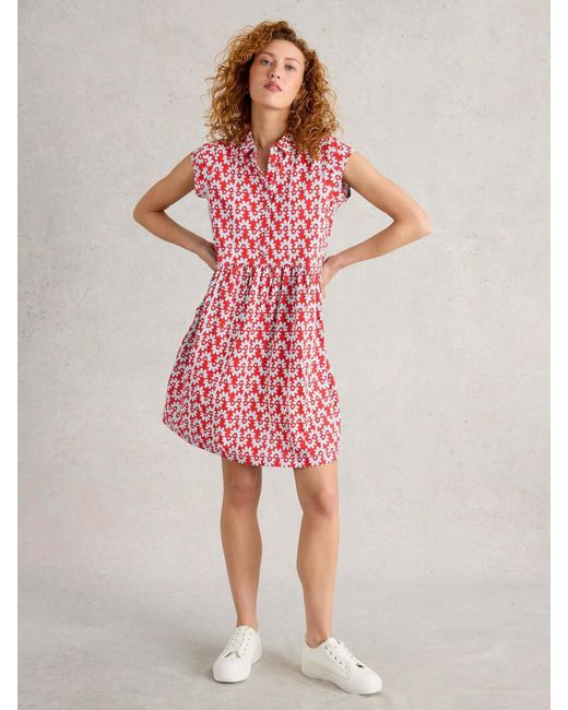 White Stuff Red Everly Jersey Shirt Dress