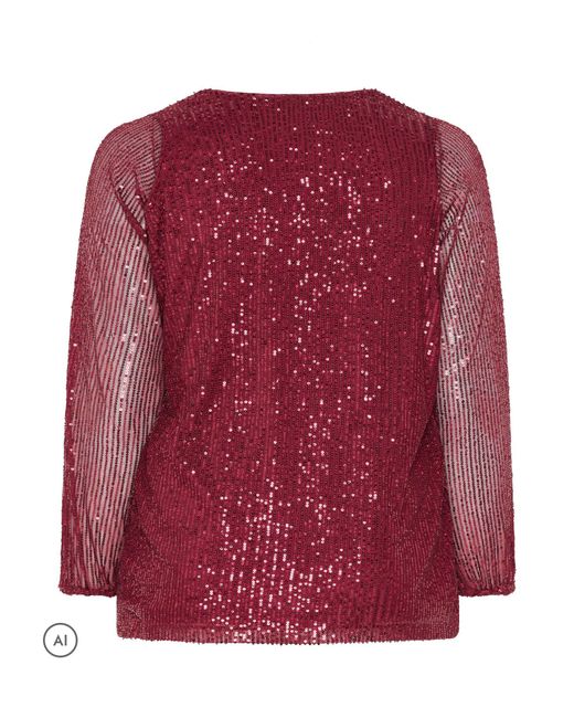 Evans Red Sequin Embellished Top
