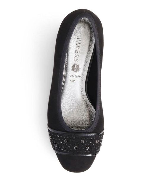 Pavers Black Wide Fit Slip-On Court Shoes