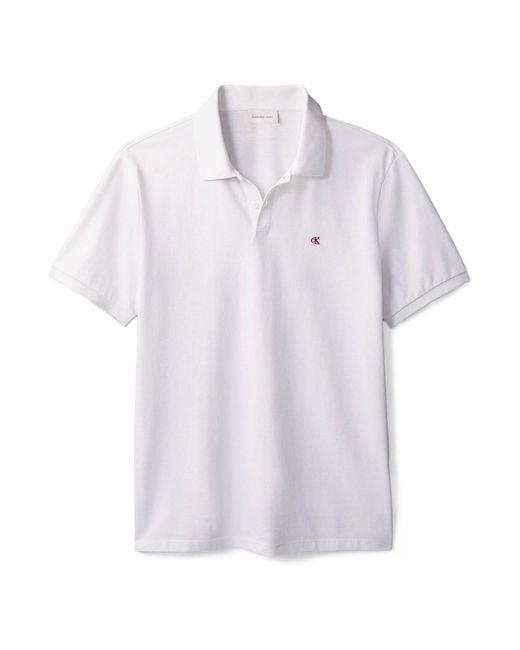 Calvin Klein White Cotton Pique Classic Polo Shirt for men