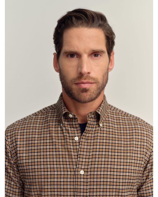 Next Brown Long Sleeve Check Shirt for men