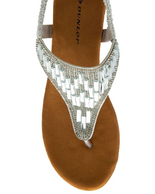 Dunlop White Toe Post Wedge Elasticated Sandals
