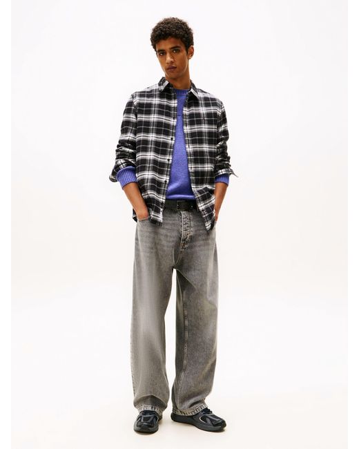 Tommy Hilfiger Black Regular Fit Check Flannel Shirt for men