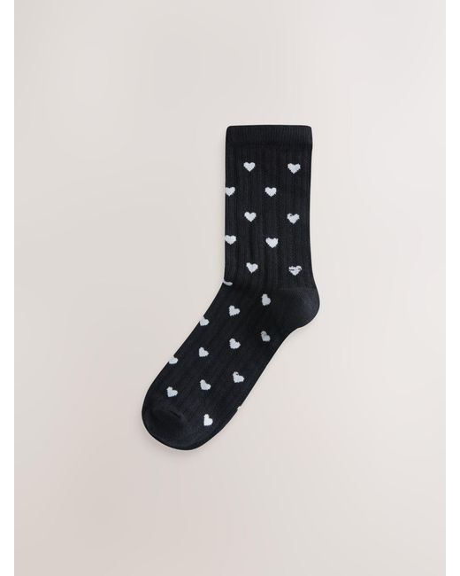 Next White Textured Heart Pattern Ankle Socks 4 Pack