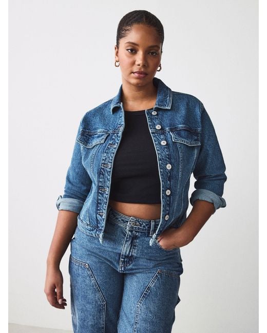 Next Blue Dark Fuller Bust Fitted Denim Jacket