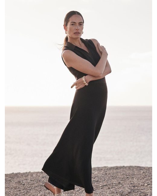 Mint Velvet Black Knit Midi Dress