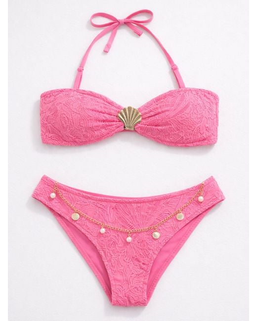 River Island Pink River Island Texture Shell Bikini Set
