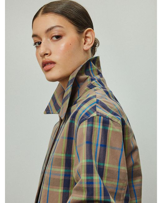 Next Natural Neutral Checked Trench Coat