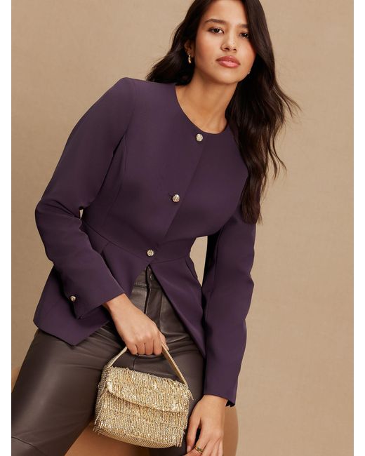Next Purple Collarless Blazer