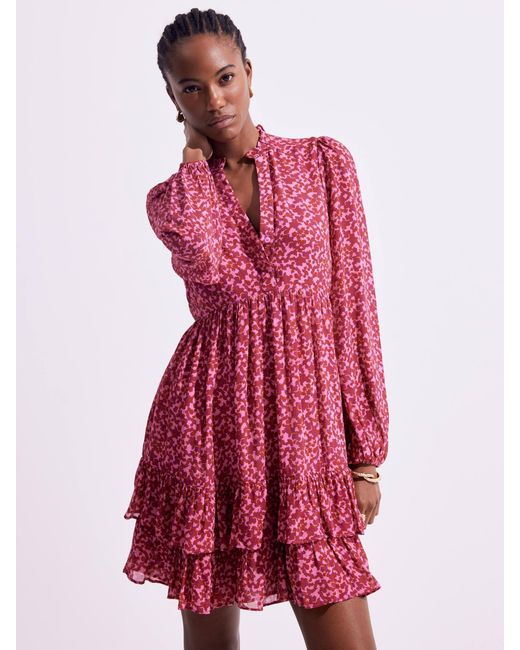 Mint Velvet Red Floral Print Mini Dress