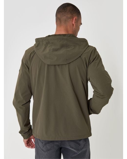 Threadbare Green Showerproof Ripstop Hooded Jacket for men