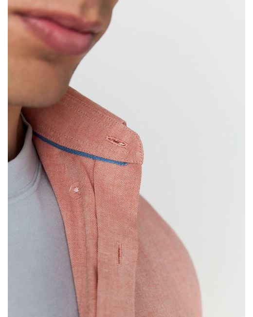 Next Pink Regular Fit Short Sleeve Easy Iron Button Down Oxford Shirt for men