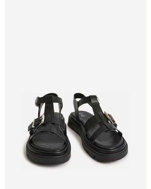 Linzi Black Portrait Two Strap Flatform Sandals