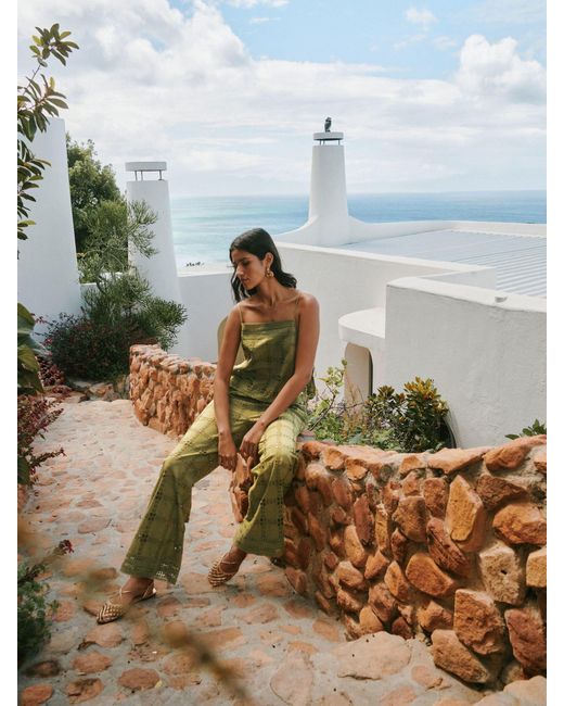 Next Green Broderie Square Cami Top
