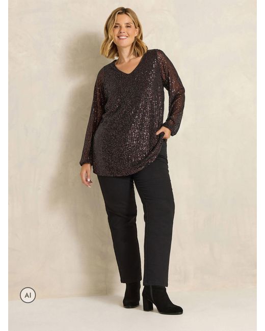 Evans Black Sequin Embellished Top