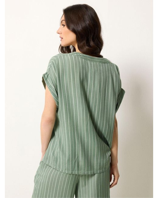 M Com Green Short Puff Sleeve Blouse
