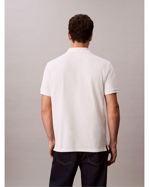Calvin Klein White Cotton Pique Classic Polo Shirt for men