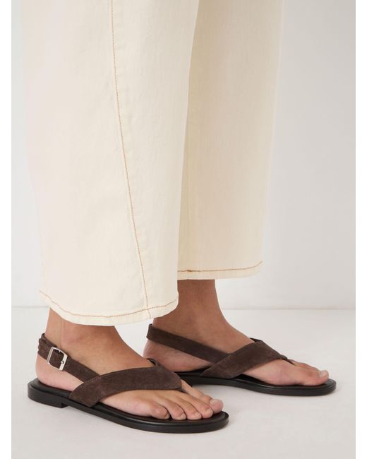 Hush Natural Zenya Suede Toe Post Sandals