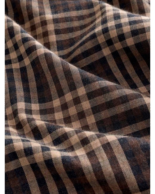 Next Brown Regular Fit Check Soft Touch 100% Cotton Smart Long Sleeve Shirt for men