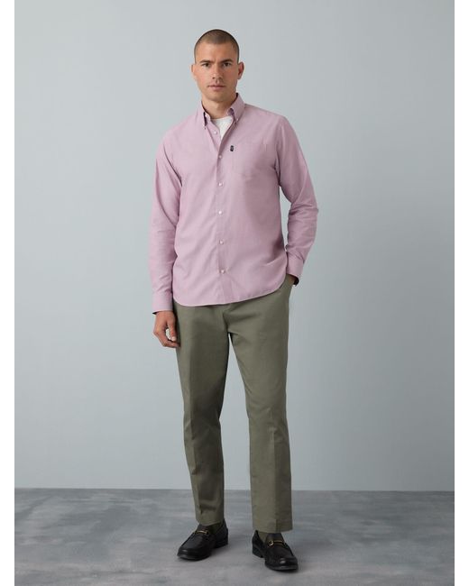 Next Pink Regular Fit Button Down Easy Iron Oxford Shirt for men