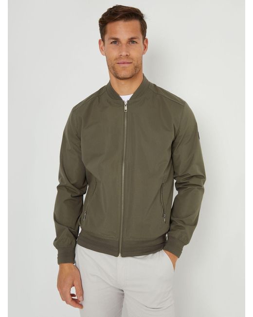 Threadbare Green Showerproof Classic Bomber Jacket for men