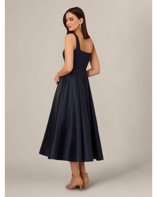 adrianna papell petite mikado midi dress Black Sleeveless Mikado Fit And Flare Midi Dress With V-Back