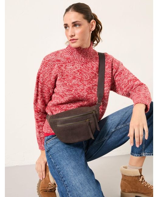 FatFace Red Fatface Casey Twist Knitted High Neck Jumper