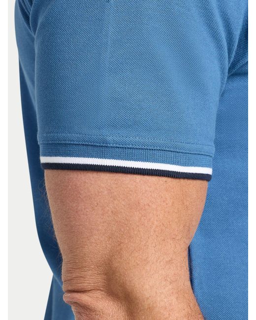 Raging Bull Blue Branded Tonal Embroidery Pique Polo Shirt for men