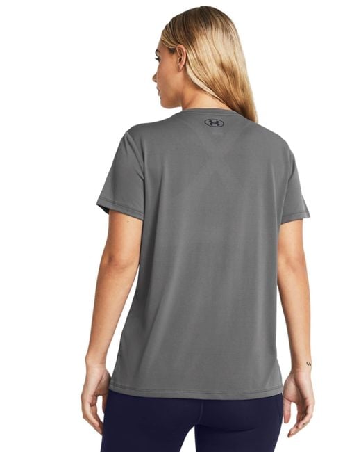 Under Armour Gray Tech Crew Neck Solid T-Shirt