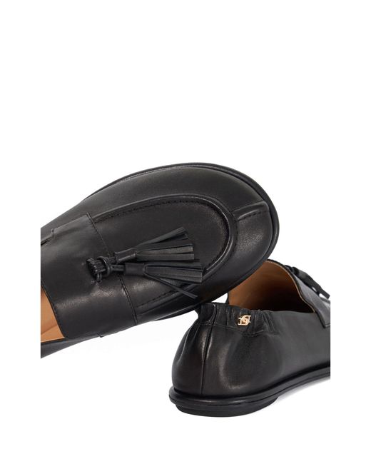 Dune Black Leather Grounding Suede Loafers