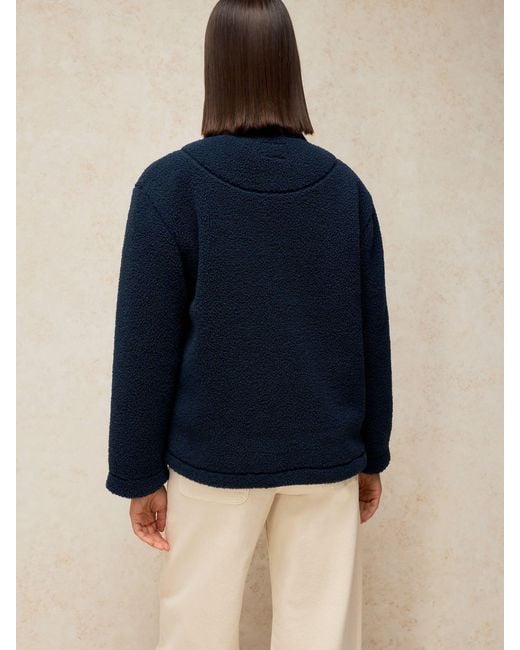 White Stuff Blue Borg Zip Through Sweat Top