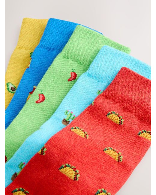 Next Blue Pattern Socks 5 Pack for men