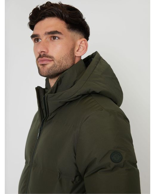 Threadbare Gray Showerproof Hooded Puffer Coat for men