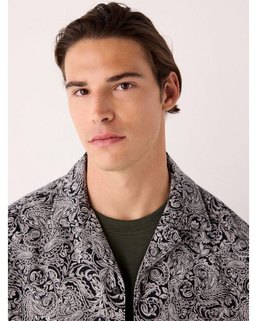 Next Gray Paisley Jacquard Printed Short Sleeve Shirt for men
