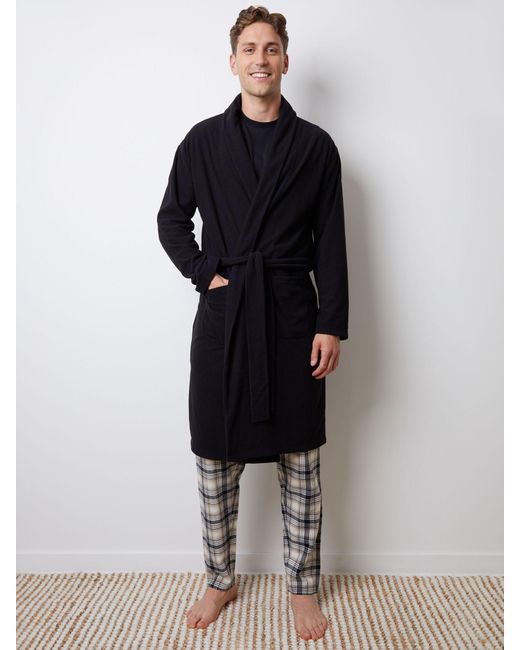 Threadbare Blue Waffle Fleece Dressing Gown for men