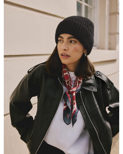 Next Black Ribbed Beanie Containing Wool Hat