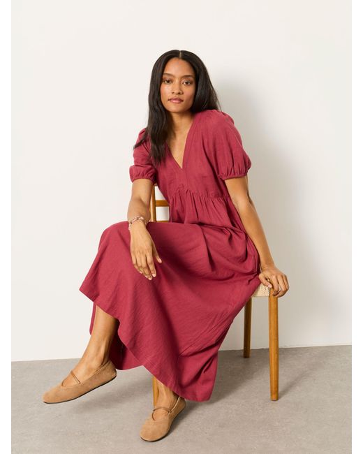 FatFace Red Fatface Remi Regular Linen Dress