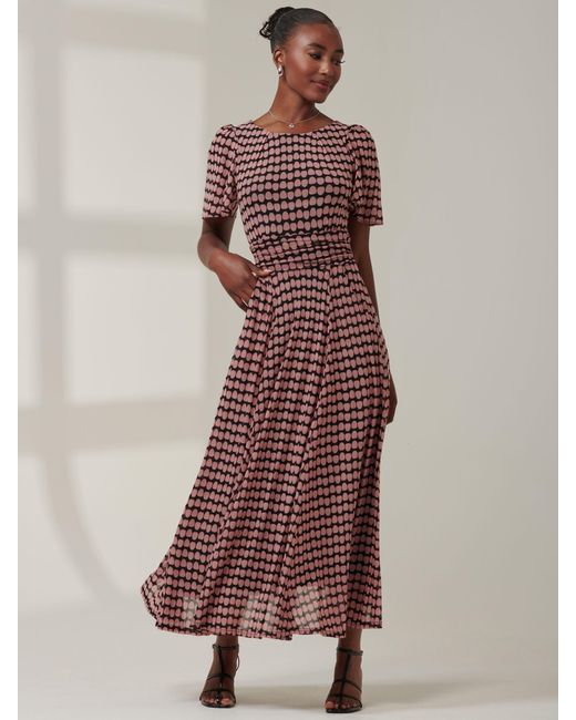 Jolie Moi Pink Spot Print Mesh Maxi Dress