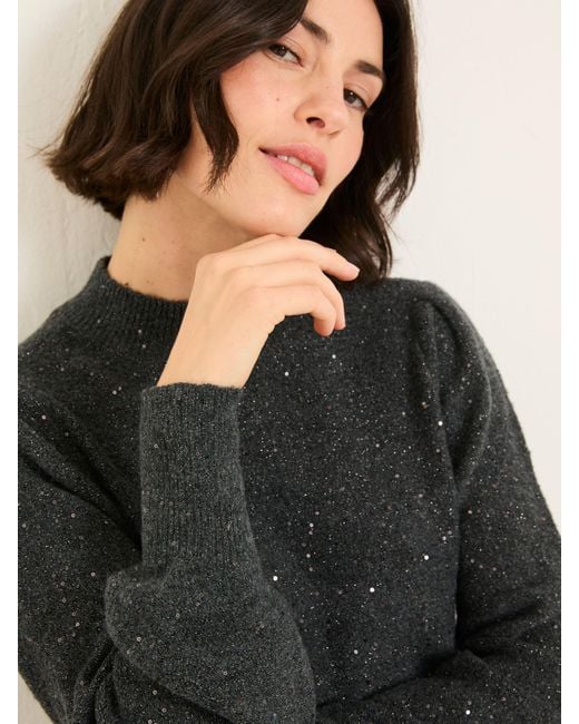 FatFace Gray Fatface Petite Sparkle Knit Mini Dress