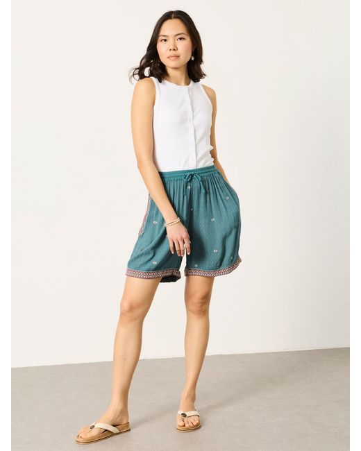 FatFace Blue Fatface Evie Embroidered Shorts